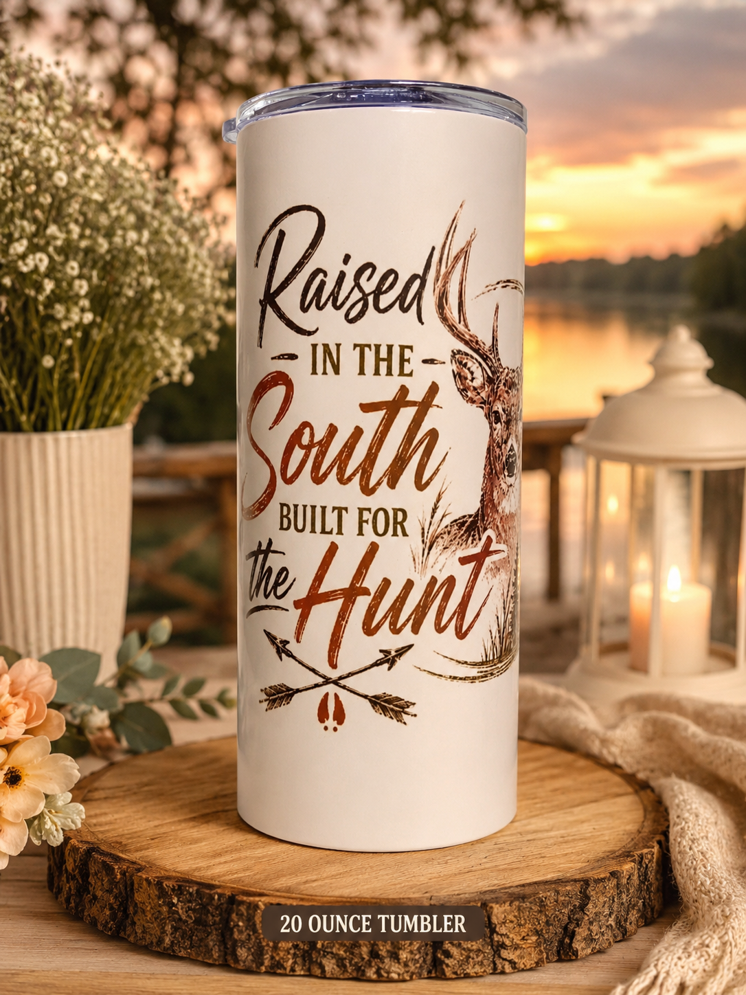 20oz Sublimation Tumbler Deer Raised in the south