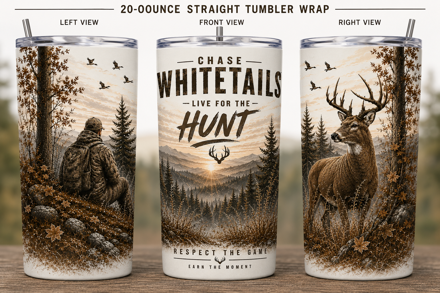20oz Tumbler Chase White Tails